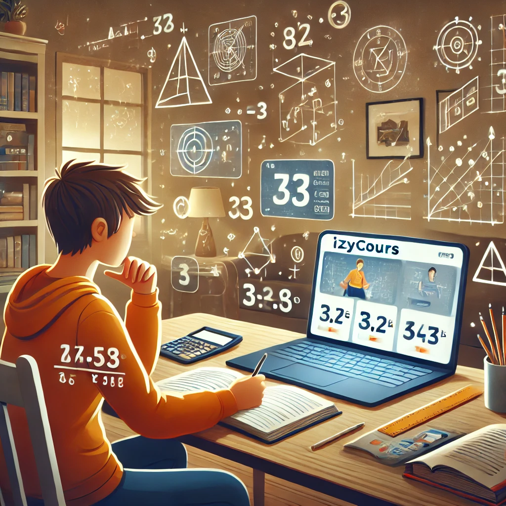 Cours de maths en ligne - élève qui étudie